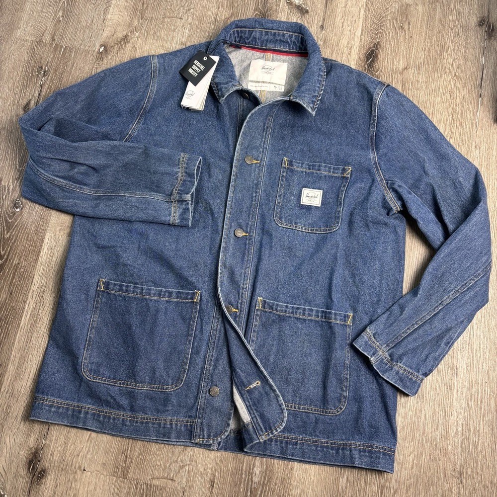 Herschel Supply Co Men's XL Denim Shop Jean Jacket Varsity Button 50068-00607